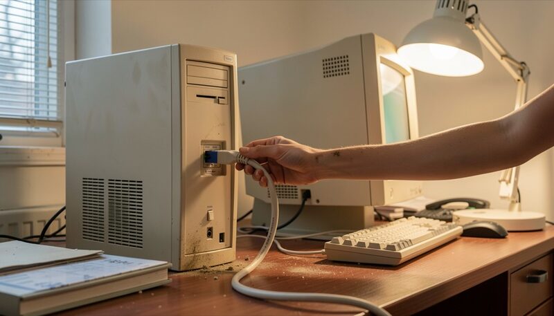 Disconnecting a cable severs the record, leaving a gap to document rather than fill.