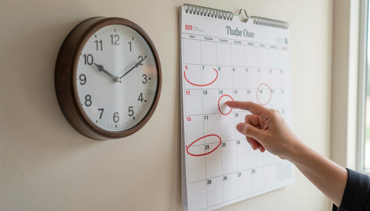 A wall clock beside a calendar suggests certainty, but timestamps still need careful reading.